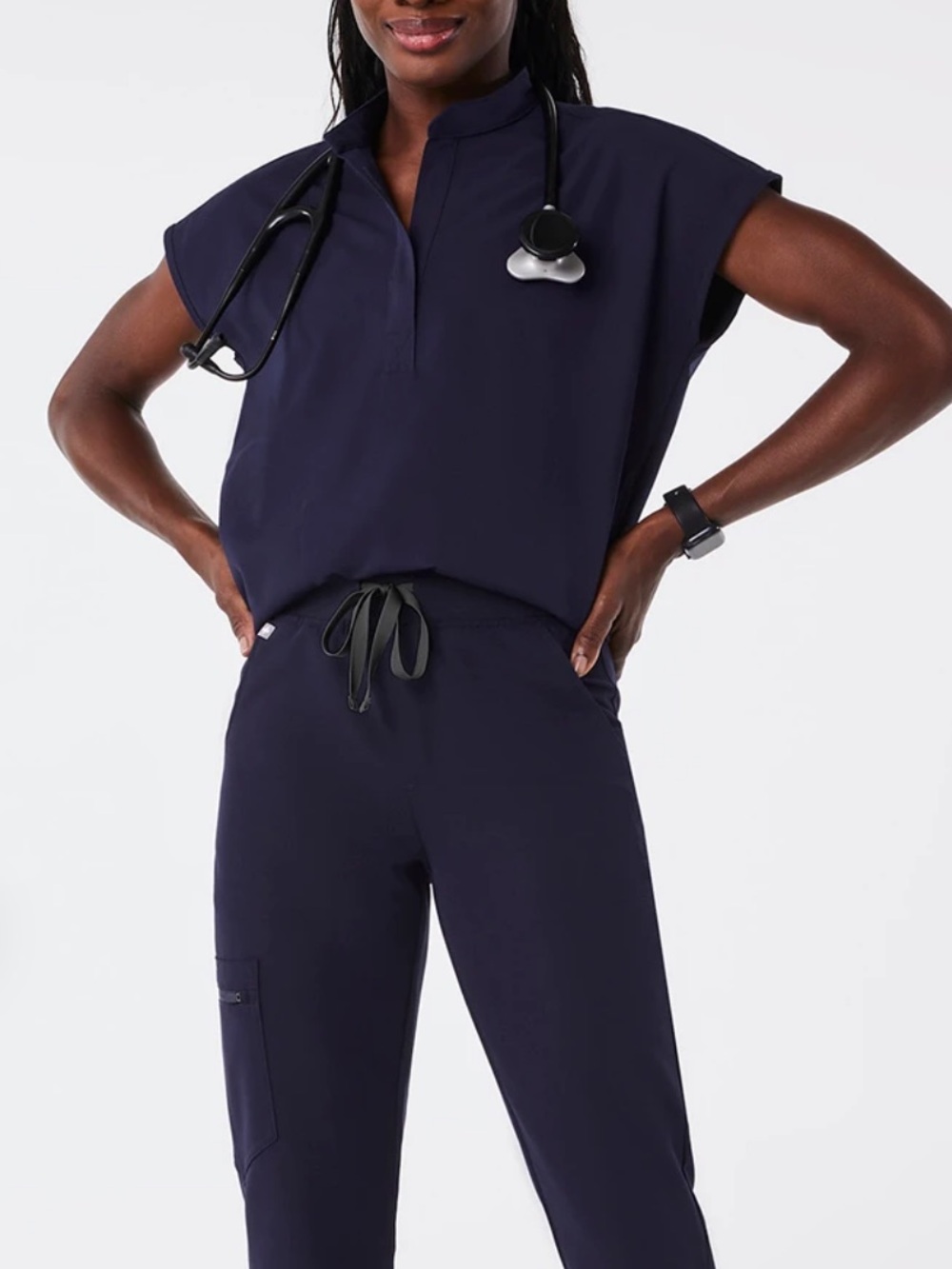 NWT Figs Rafaela Oversized Scrub Top Navy Blue Small